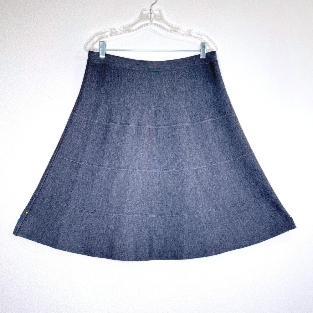 LUISA SPAGNOLI Pull-on Elastic Waist Wool Skirt LG Dk Gray Quiet Luxury Career